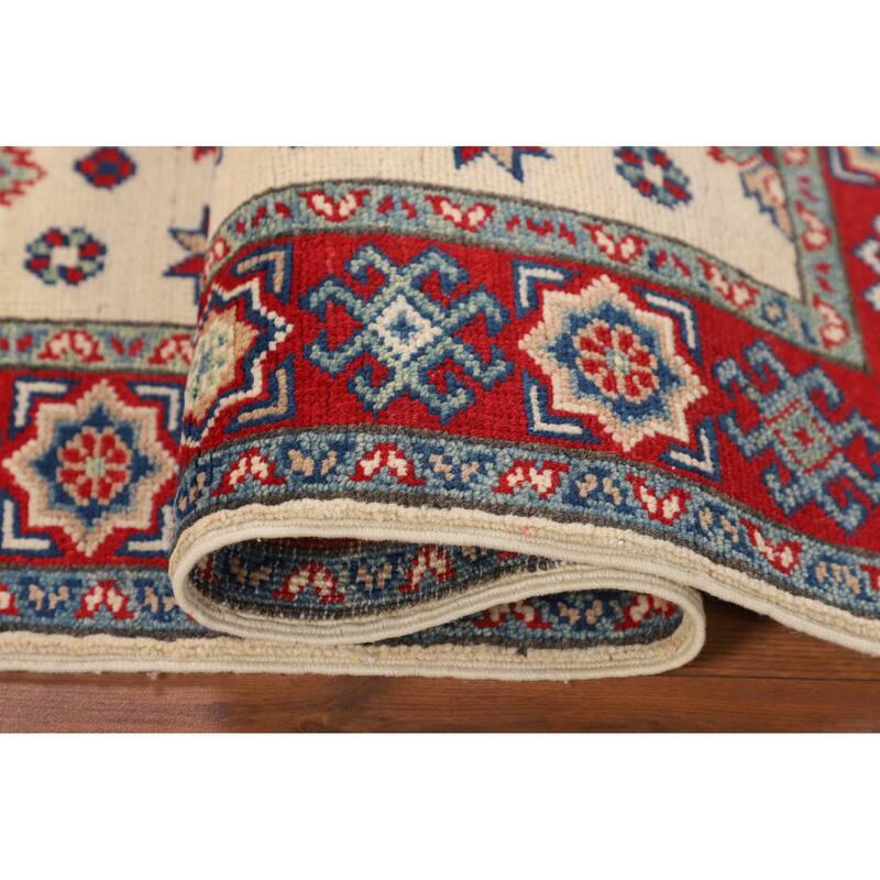 Kazak Accent Rug Hand-Knotted Traditional Beige Wool Carpet - 2'8" x 4'0"