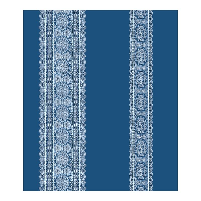 Brynn Indigo Paisley Stripe Wallpaper - 20.5in x 396in x 0.025in