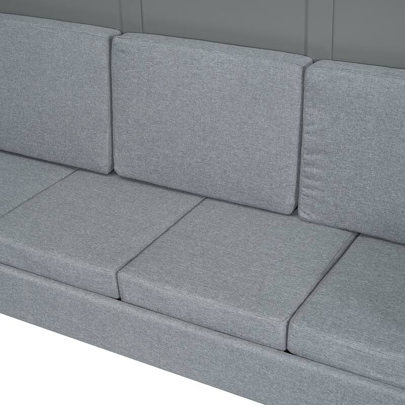Queen Size Wall Bed with Sofa in Gray, Space-Saving Murphy Bed Design