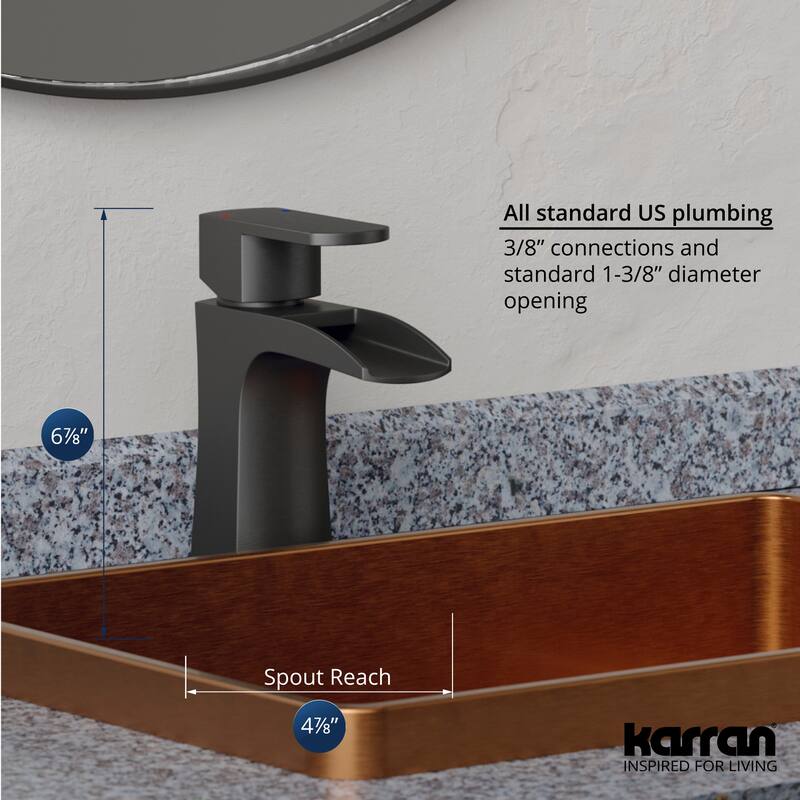 Karran Kassel Single Hole Single Handle Basin Bathroom Faucet with Matching Pop-up Drain
