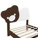 preview thumbnail 1 of 17, Upholstered Platform Bed With Bear Shaped Headboard, Led Light Strips Twin