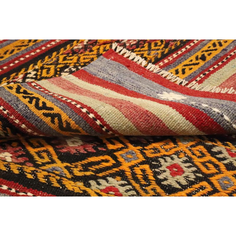 Hand Woven Oriental 100% Wool Carpet Southwestern Tribal Multi-Colored Kilim Area Rug - 8' 5'' X 5' 6''