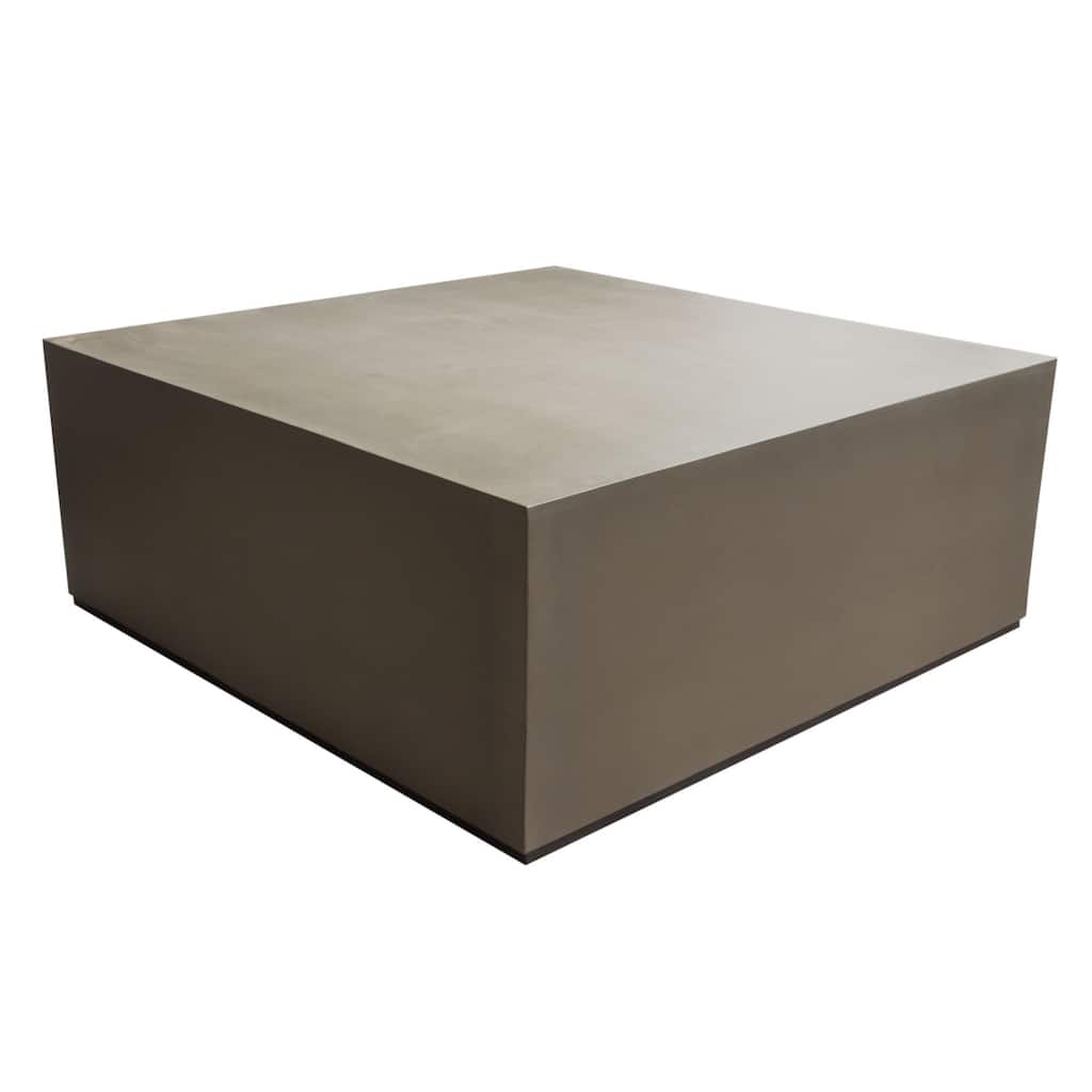 Viko Cocktail Coffee Table, 39 Inch Natural Cement Gray Square Body