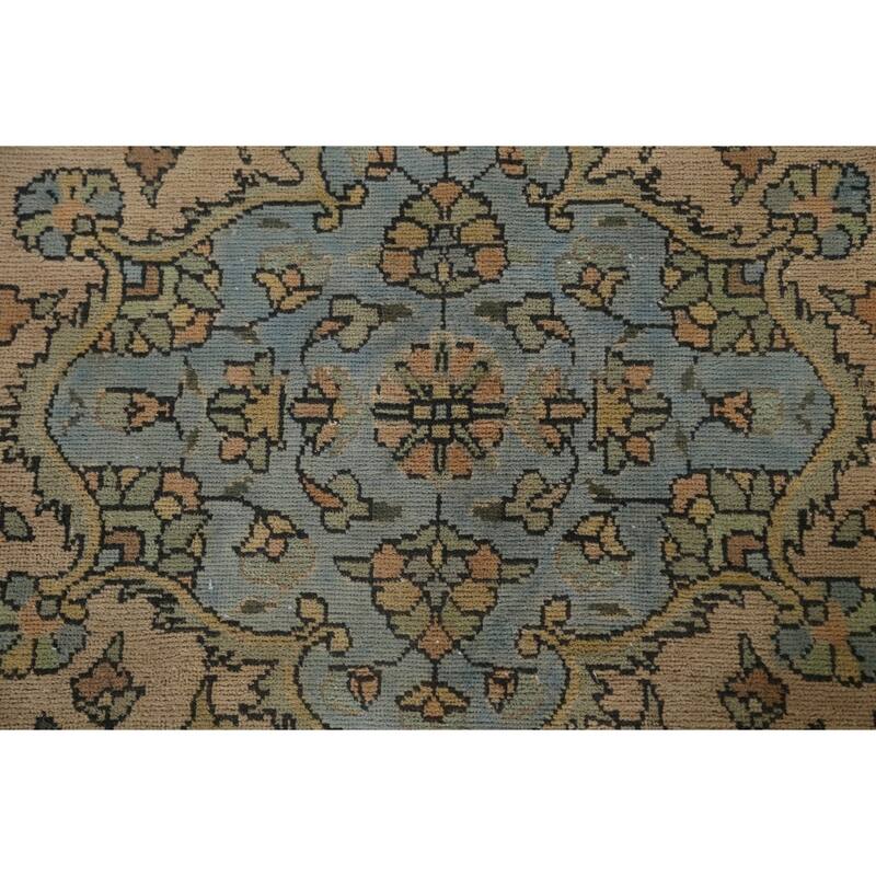 Hand Knotted Oriental 100% Wool Carpet Traditional Floral Brown Tabriz Area Rug - 11' 7'' X 8' 3''