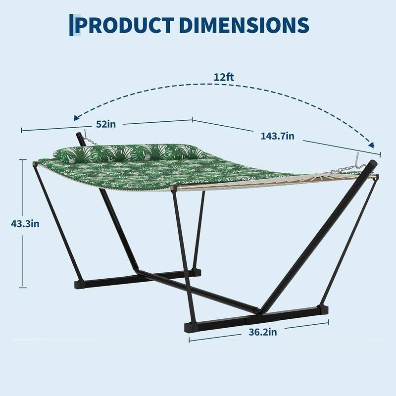 450 LBS Capacity, 2 Person Outdoor Hammock for Patio, Backyard, Garden, Beach