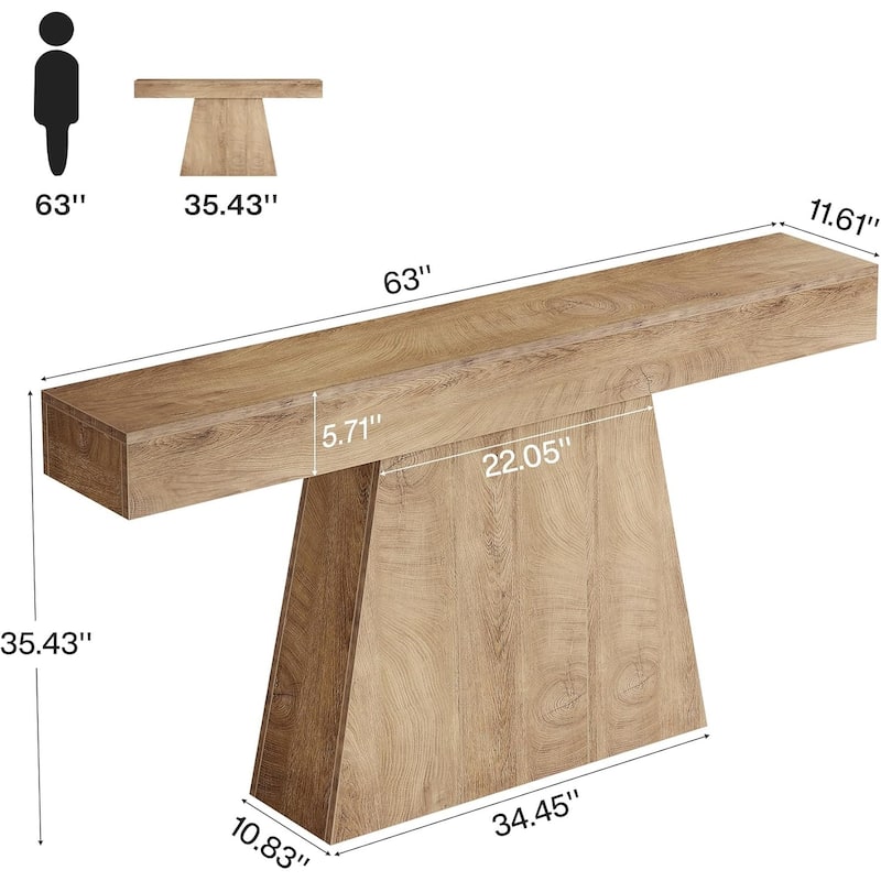 Farmhouse Entryway Table, 63 Inches Black Console Table