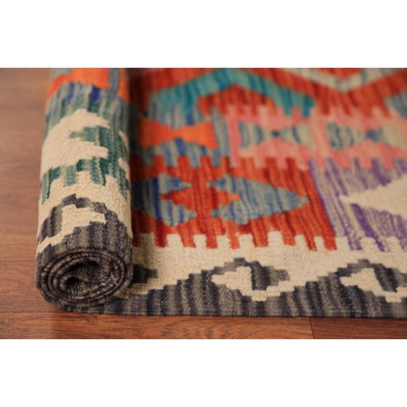 Southwestern Multi-Color Kilim Oriental Area Rug Flatweave Wool Carpet - 8'2"x 9'6"