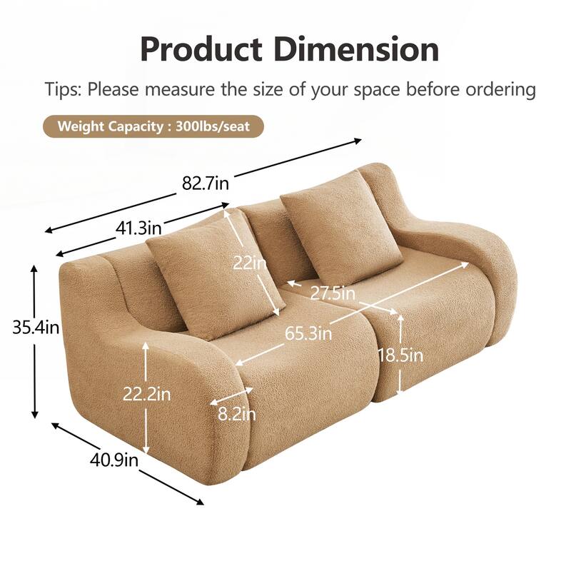 Boneless Sofa,No Assembly Required Streamlined Design