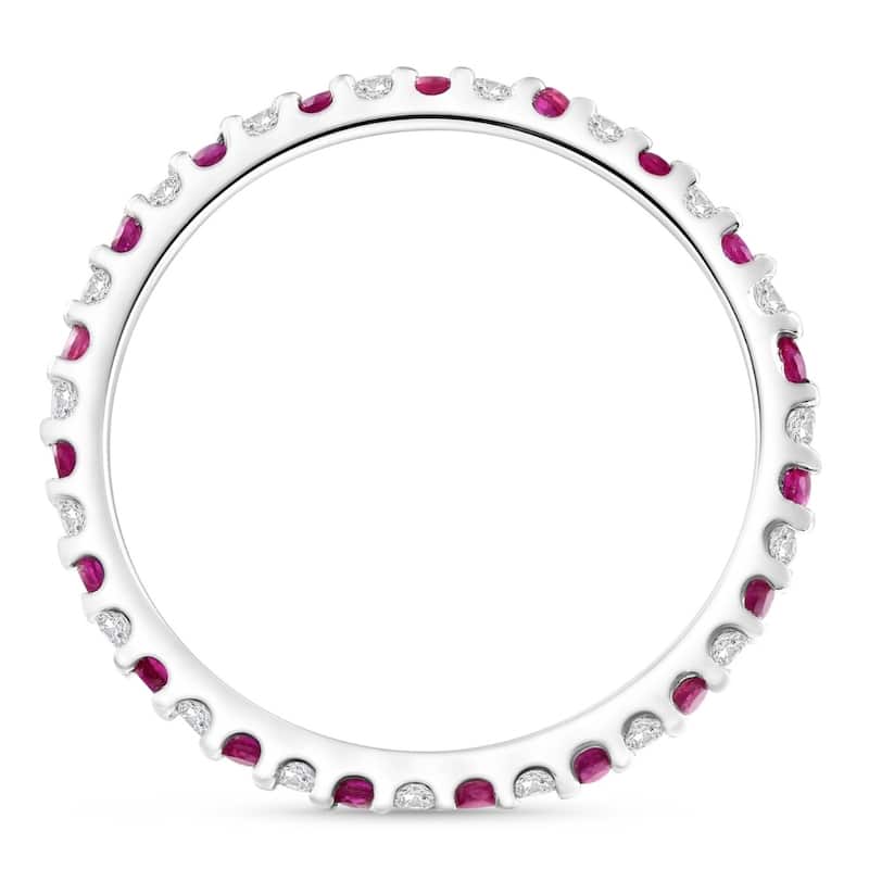 1/2Ct Ruby & Diamond Eternity Wedding Ring White Gold Womens Band