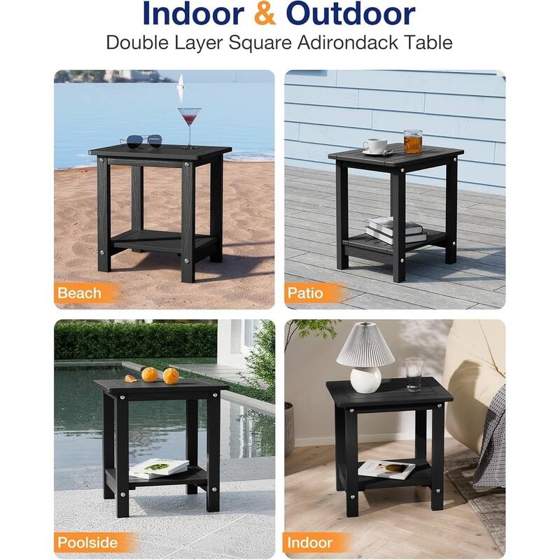 WINSOON HIPS All Weather Table Adirondack Square Side Table