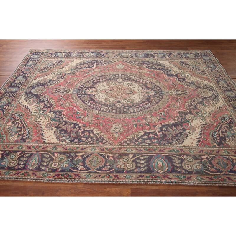 Tabriz Persian Vintage Area Rug Handmade Wool Carpet - 6'9"x 9'4"