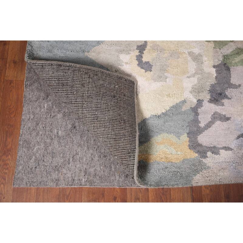 Handmade Gray Abstract Indian Area Rug Oriental Wool & Silk Carpet - 5'5"x 8'4"