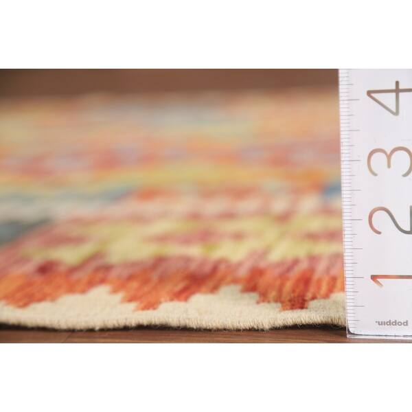 Geometric Southwestern Kilim Oriental Rug Flatweave Wool Carpet - 4'2