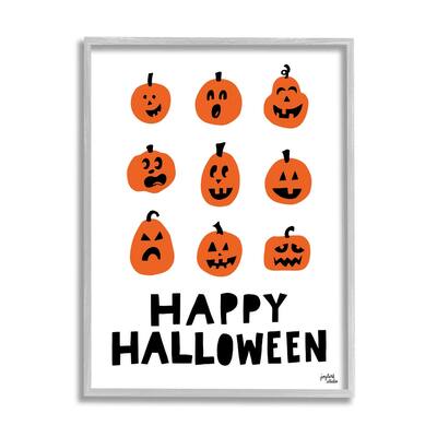 Stupell Mixed Expressions Pumpkins Shapes Casual Halloween Typography Framed Wall Art, Design by Jess Baskin - Orange