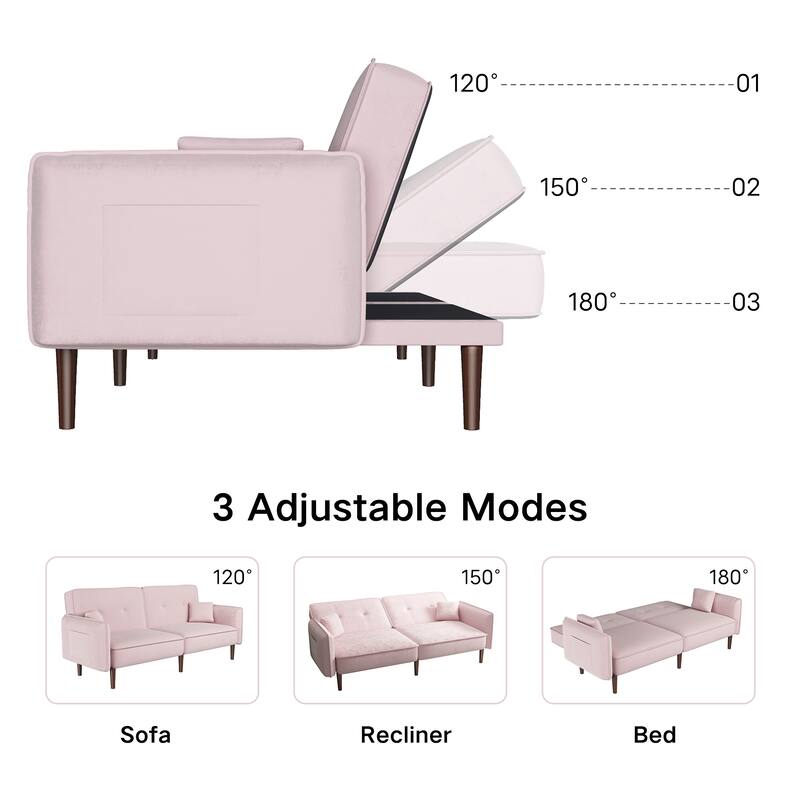 Versatile Futon Sleeper Sofa Bed, 3 Seater Folding Straight Row Couch