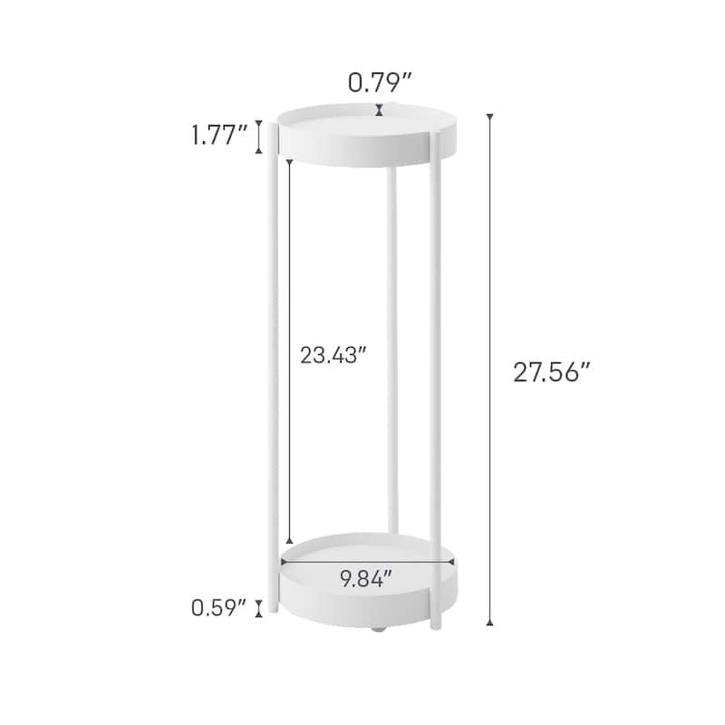 Yamazaki Home Two-Tier Rolling Plant Stand, Steel, Wheels - L 10.43 x W 9.84 x H 27.56 inches
