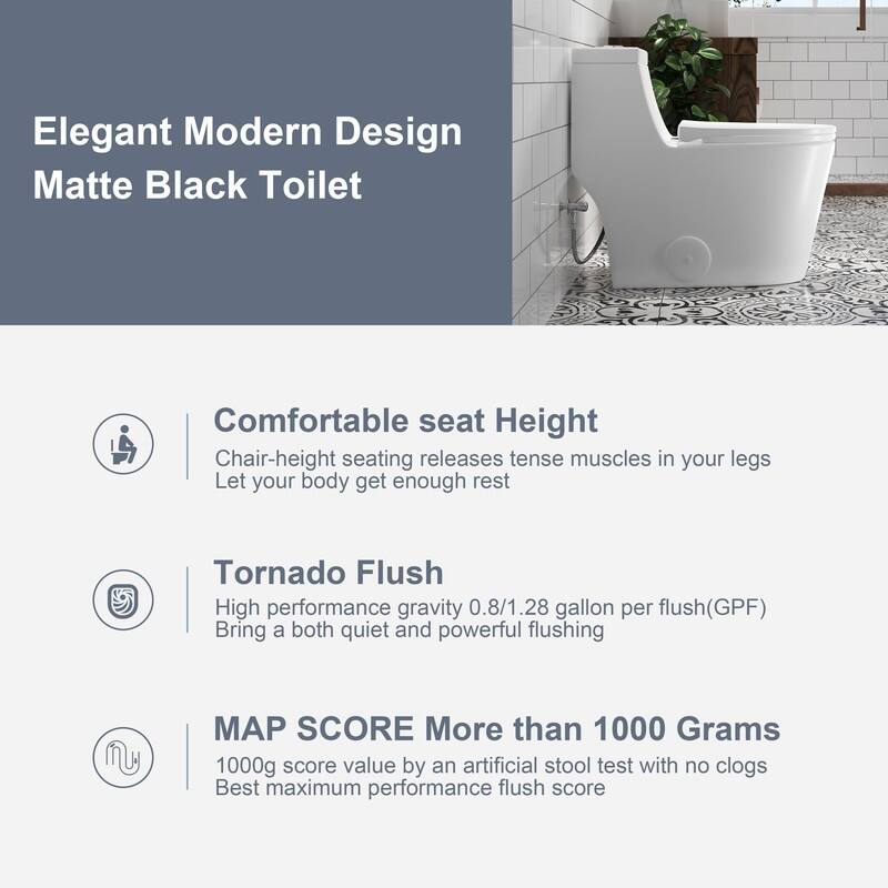 HOROW 1 Piece Dual Flush Elongated Toilet White 0.8 1.28 GPF Seat Included - N/A