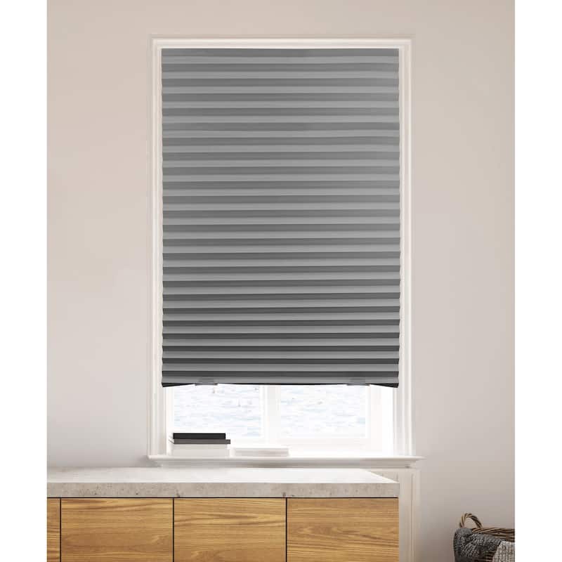 Lumi Cordless Gray Paper Room Darkening Temporary Pleated Shade (6-PK)