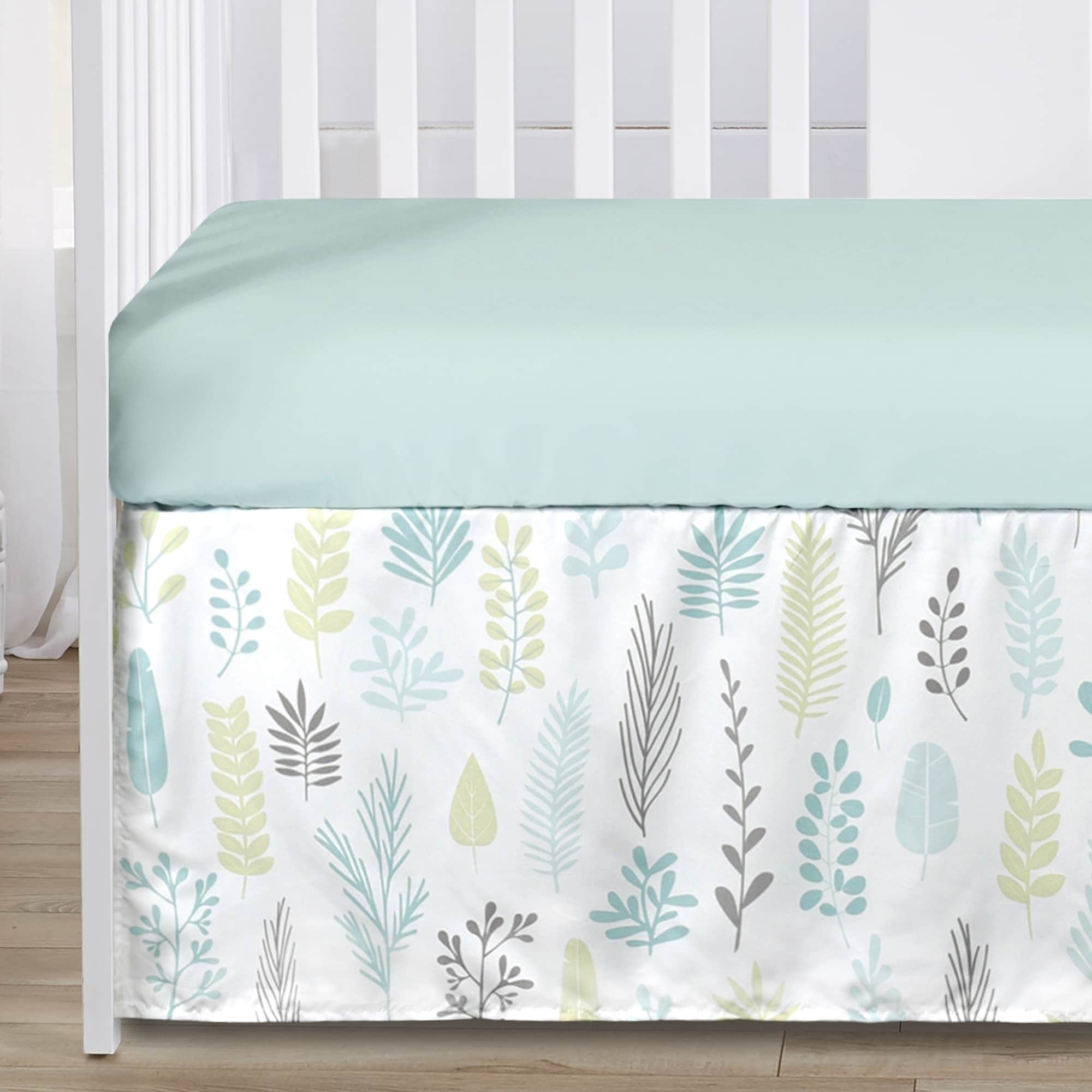 Sweet Jojo Designs Blue Grey Jungle Sloth Leaf Unisex 4pc Nursery Crib Bedding Set Turquoise Gray Green Tropical Rainforest Bed Bath Beyond 29900561