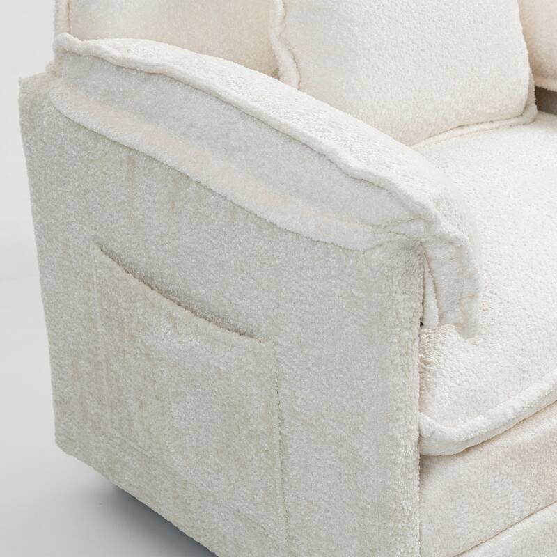 Boucle Oversized Sofa with Ottoman, Double Deep Cushion, Thick Armrests, and High-Resilience Sponge