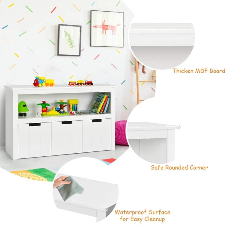 Kid Toy Storage Cabinet 3 Drawer Chest with Wheels Large Storage Cube Shelf - 40" x 13" x 24.5" (L x W x H)