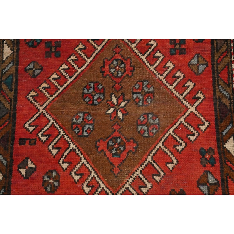 Hand Knotted Oriental 100% Wool Carpet Traditional Tribal Oranges & Rust Hamedan Runner Rug - 10' 1'' X 2' 11''