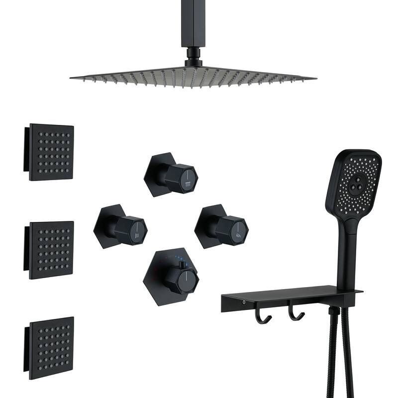 12 Inch Wall Mounted Thermostatic 3 Functions Shower System