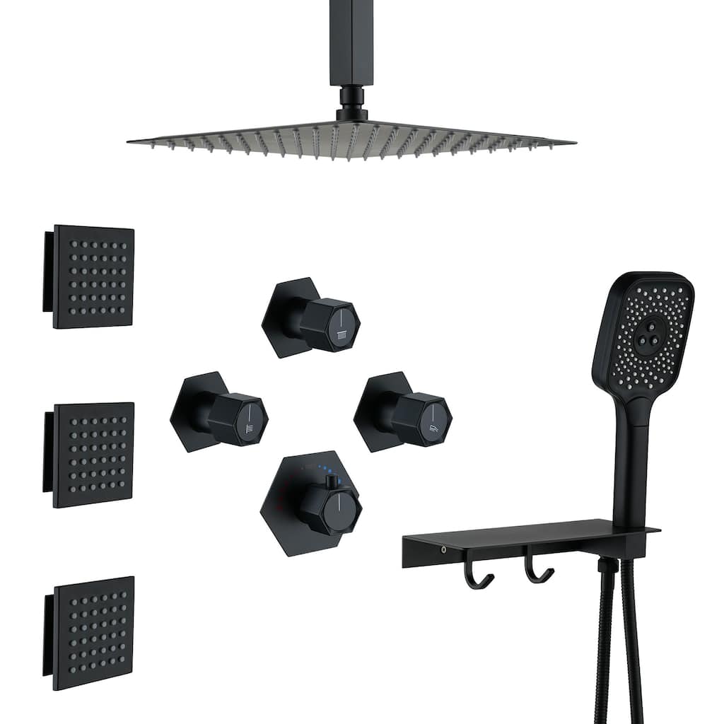 12 Inch Wall Mounted Thermostatic 3 Functions Shower System