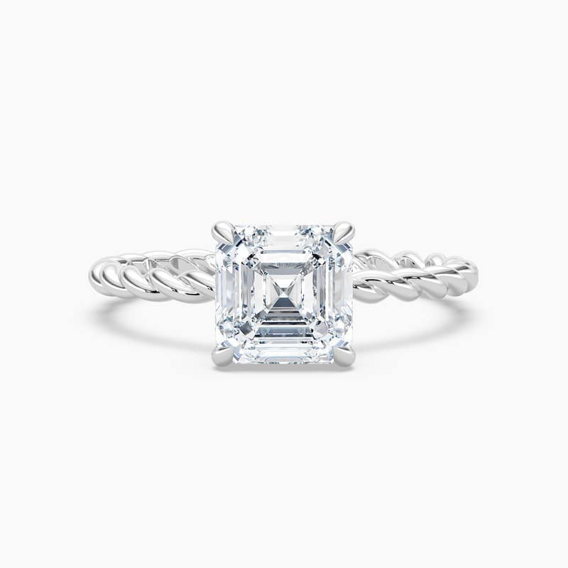 Auriya 14K Gold Lab Grown Diamond Asscher Cut Twisted Hidden Halo Engagement Ring 1.04 - 5.04ct. tw. (F-G, VS) - 3.00 carats - 7.5 - White