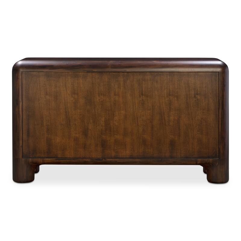 NADAAL STUDIOS Zanric Dresser, Six Drawer Acacia Wood with Soft-Close Glides and Chunky Legs, Dark Brown