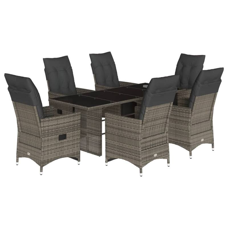 vidaXL Patio Bistro Set with Cushions Outdoor Garden Furniture Grey Poly Rattan