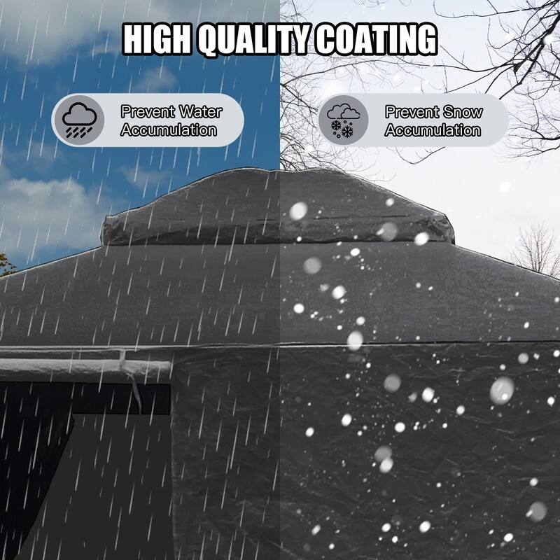 Domi 8' x 8' Universal Winter Gazebo Cover, All Season Waterproof Enclosed Cover with Sidewalls & Ventilated Mesh Windows, White