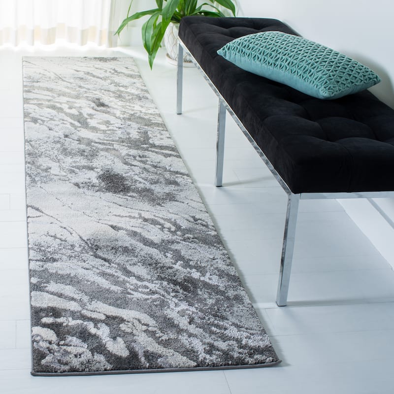 SAFAVIEH Pacific Asthildur Modern Abstract Rug - 2'2" x 7' Runner - Dark Grey/Light Grey