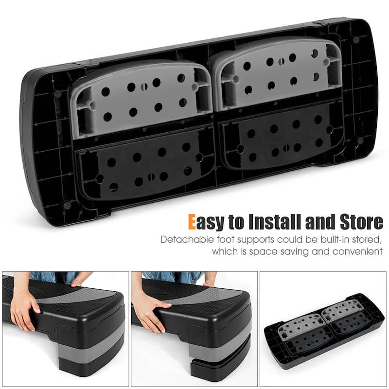 31'' Aerobic Exercise Stepper Cardio Trainer W/Riser Adjustable Height