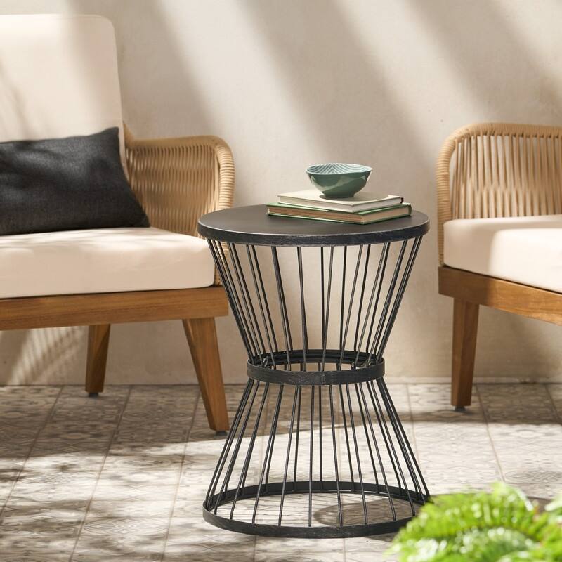 16" Modern Hourglass Side Table for Outdoor & Indoor Use