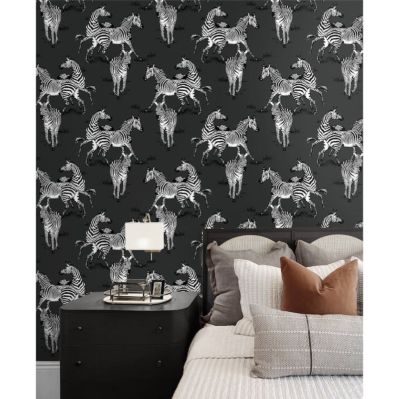 Harry & Grace Playful Zebras Peel and Stick Wallpaper