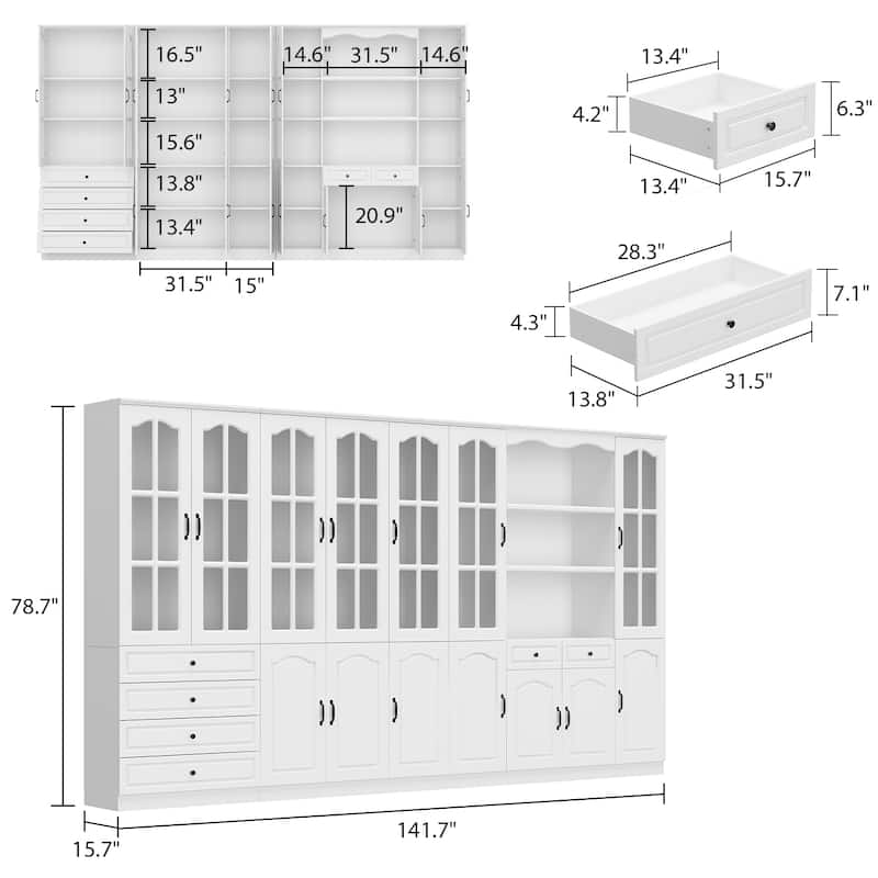 Home Office Storage Solution White Bookshelf, Pantry, and Display Unit