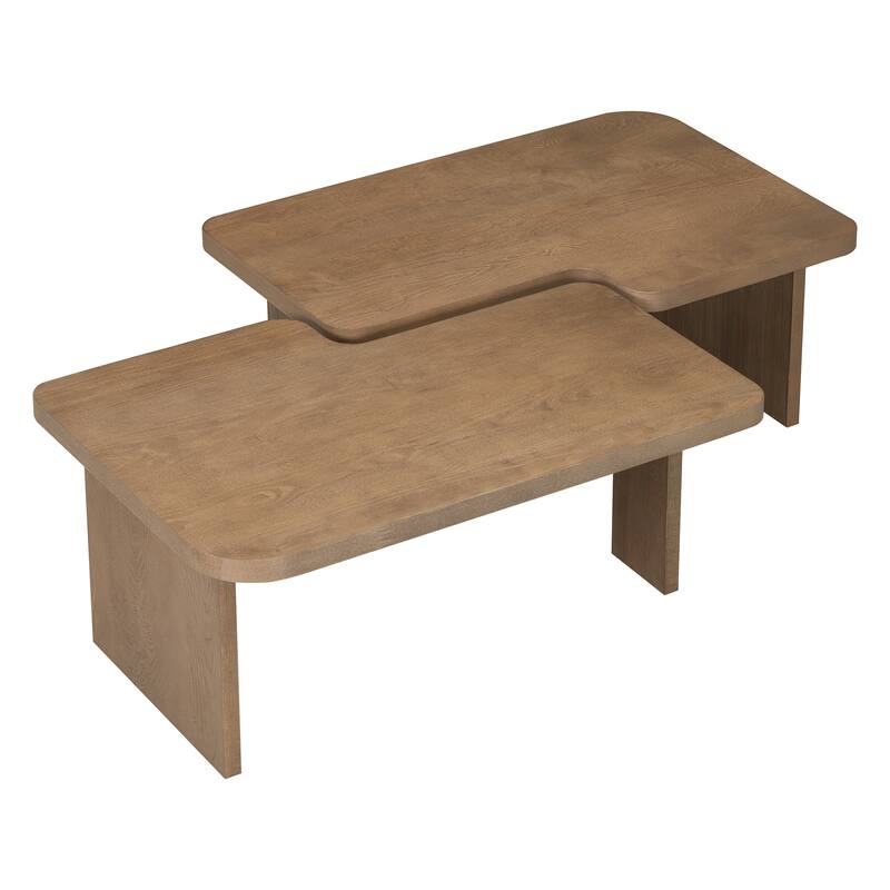 Roomfitters Minimalist Coffee Table Set, Rectangular Center Table with Two-Tone Design
