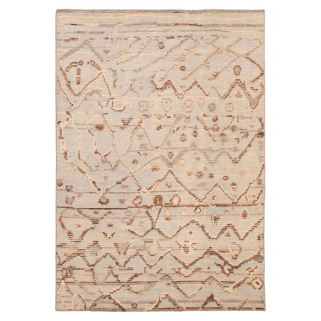 ECARPETGALLERY Hand-knotted Tangier Light Grey Wool Rug - 5'3 x 7'8