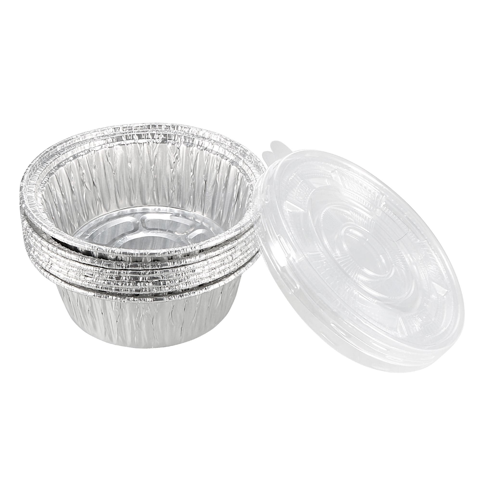 4.8 Round Aluminum Foil Pan with Clear Lid, 8.8oz Disposable
