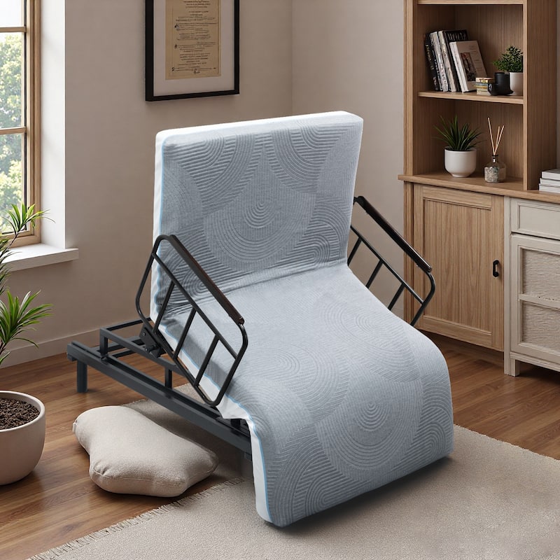 Electric Adjustable Bed with Memory Foam Mattress, Safety Rails, and Detachable Tray for Seniors and Recovery - Black