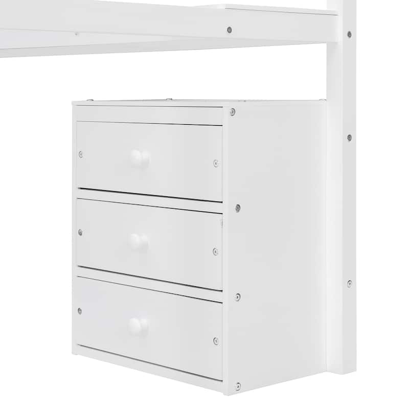 Full Size Loft Bed with Two Chest of Drawers