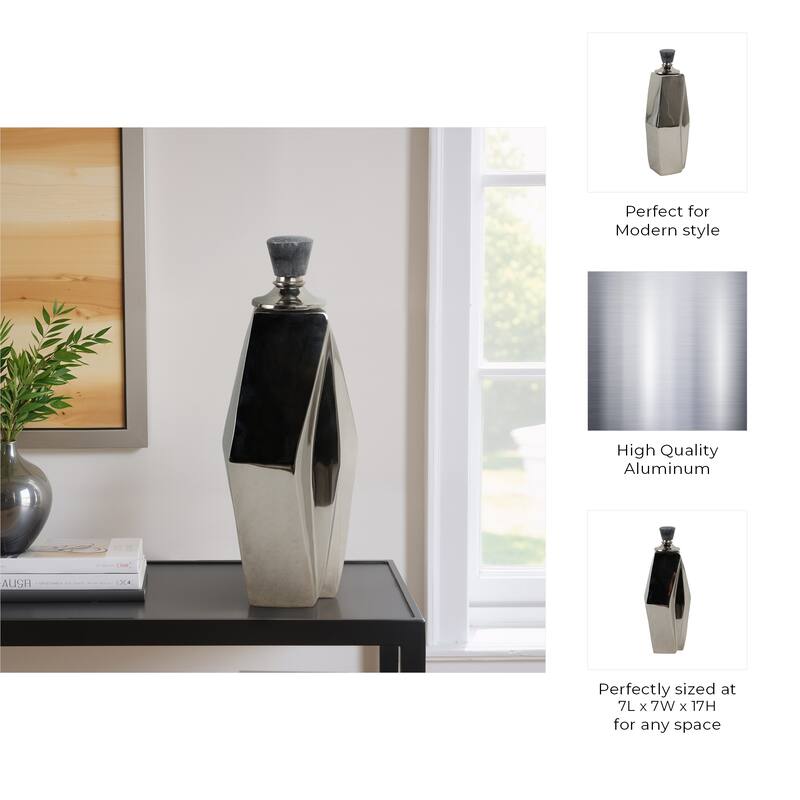 Aluminum Marble Vase Geometric Sculptural Bold Angular Design Interior