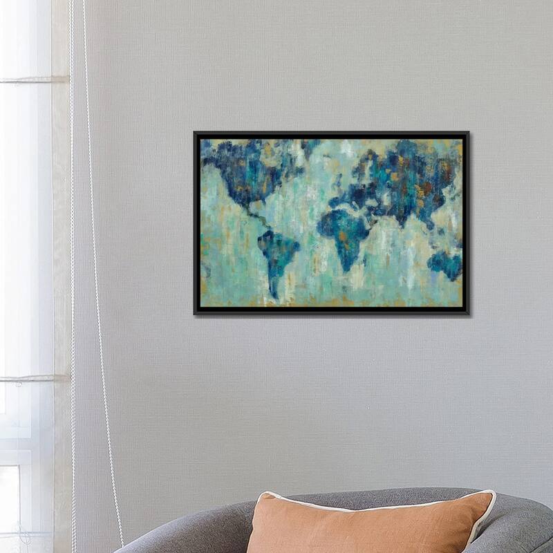 iCanvas "Map Of The World" by Silvia Vassileva Framed Canvas Print