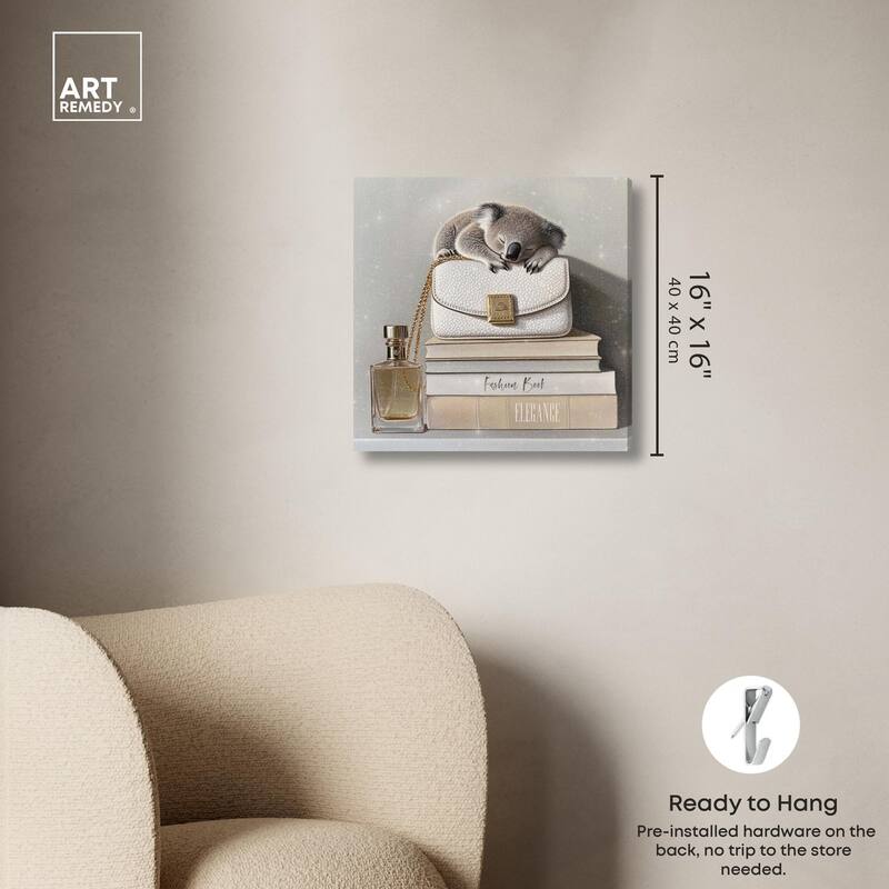 Koala on Fashion Books Canvas by Art Remedy, Gallery Wrapped