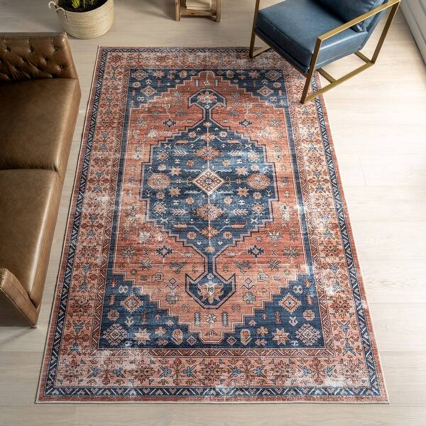 slide 2 of 10, Nuloom Astra SplashGuard Traditional Machine Washable Area Rug 2' x 3' - Brick - Rectangle