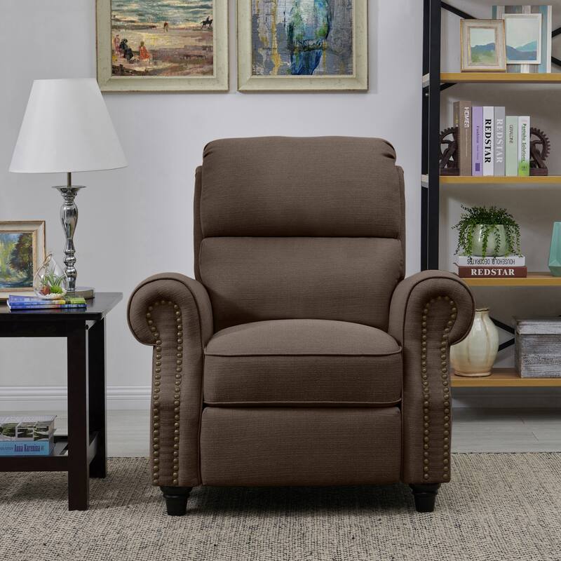 Copper Grove Jessie Brown Linen Push Back Recliner Chair