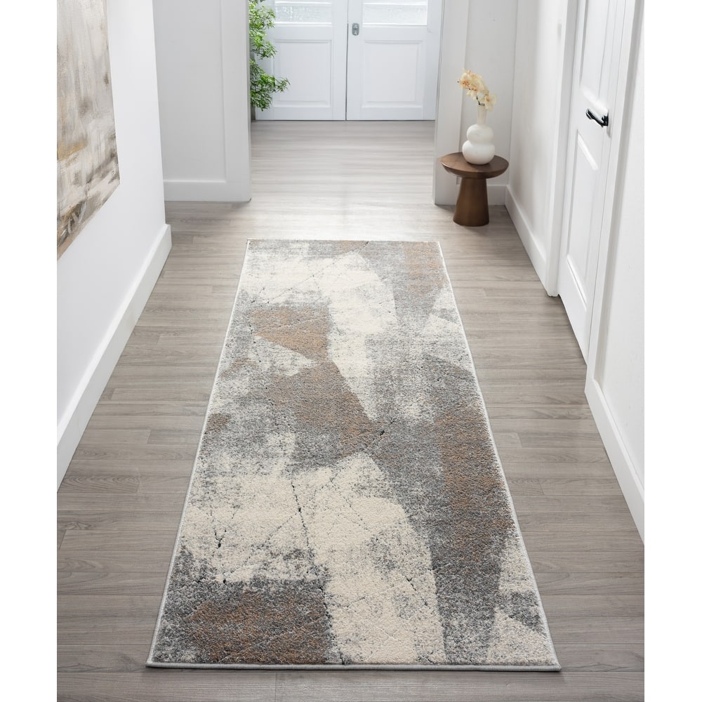 Cascade Collection Geometric Abstract Neutral Area Rug