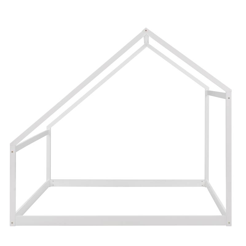 Solid Wood House Bed with Roof