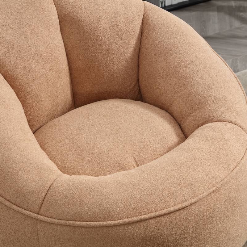 Tan Modern 40" Microfiber Upholstered Accent Chair with Ottoman and Padded Foam Padding Compressed for Living Room